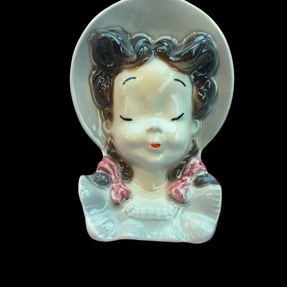 Royal Copley Wall Pocket Lady Head Planter Pug Tail Cottage Core